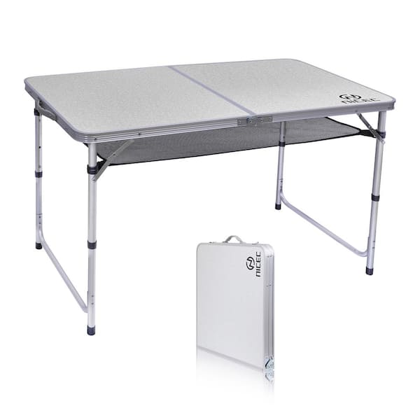 NICE C 47.3 in. Card Table, Folding Picnic Table, Small Table, Adjustable Height Folding Table, Camping, Outdoor, Portable