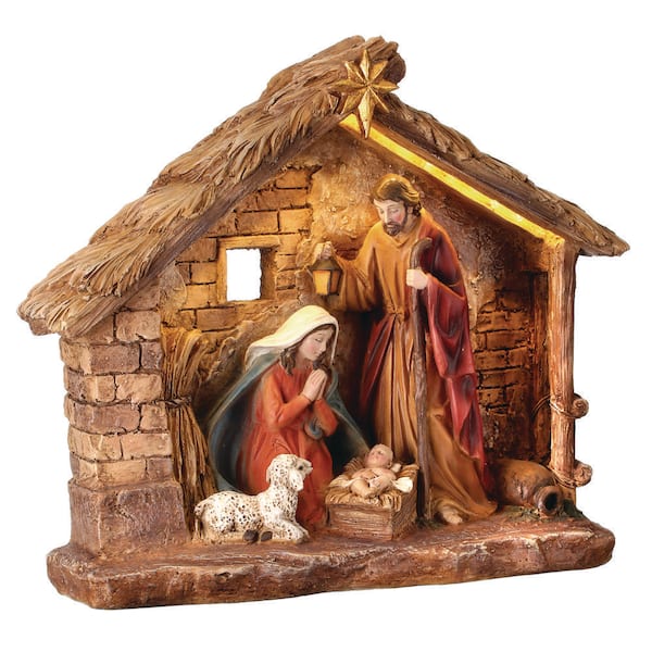 16 in. Resin LED Nativity Cresh