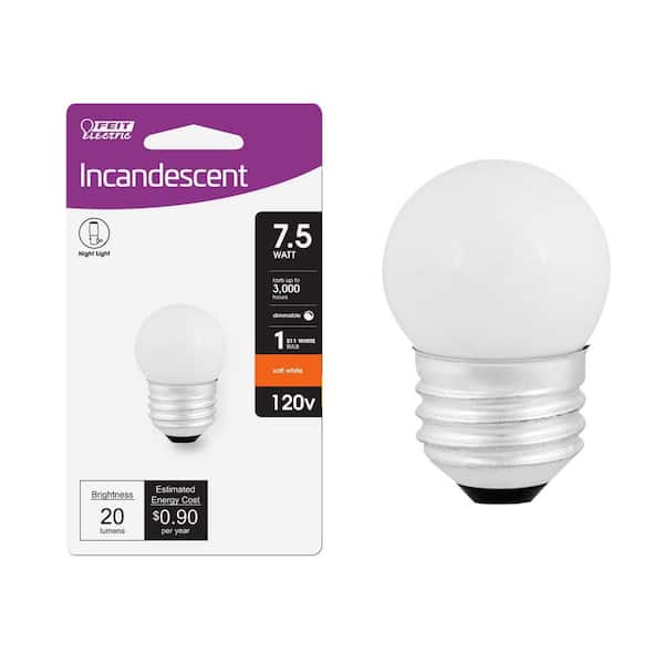 7.5-Watt Equivalent S11 2700K White Incandescent E26 Night Light Bulb
