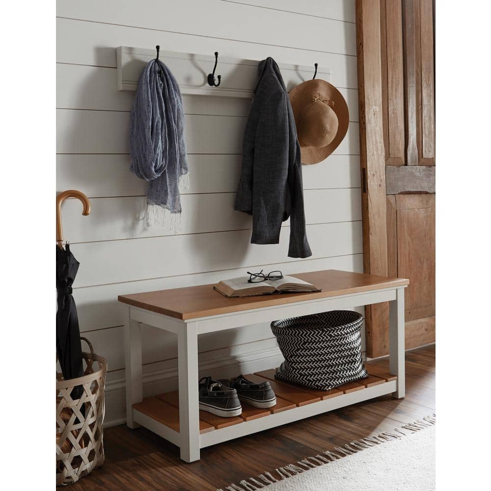 Savannah Medium Pine and White Rustic Bench