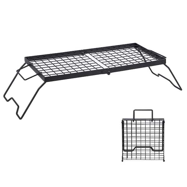 Rossesay Campfire Swing Grill Stand Adjustable Grill Cooking Stand Hanging Rack With 8 Hooks And Accessories Campfire Cooking Equipment For BBQ Picnic