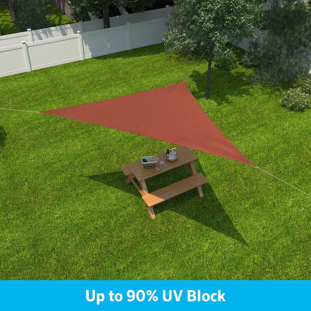 Brick Red High Density Polyethylene Triangle Shade Sail for Patio, 11'10"