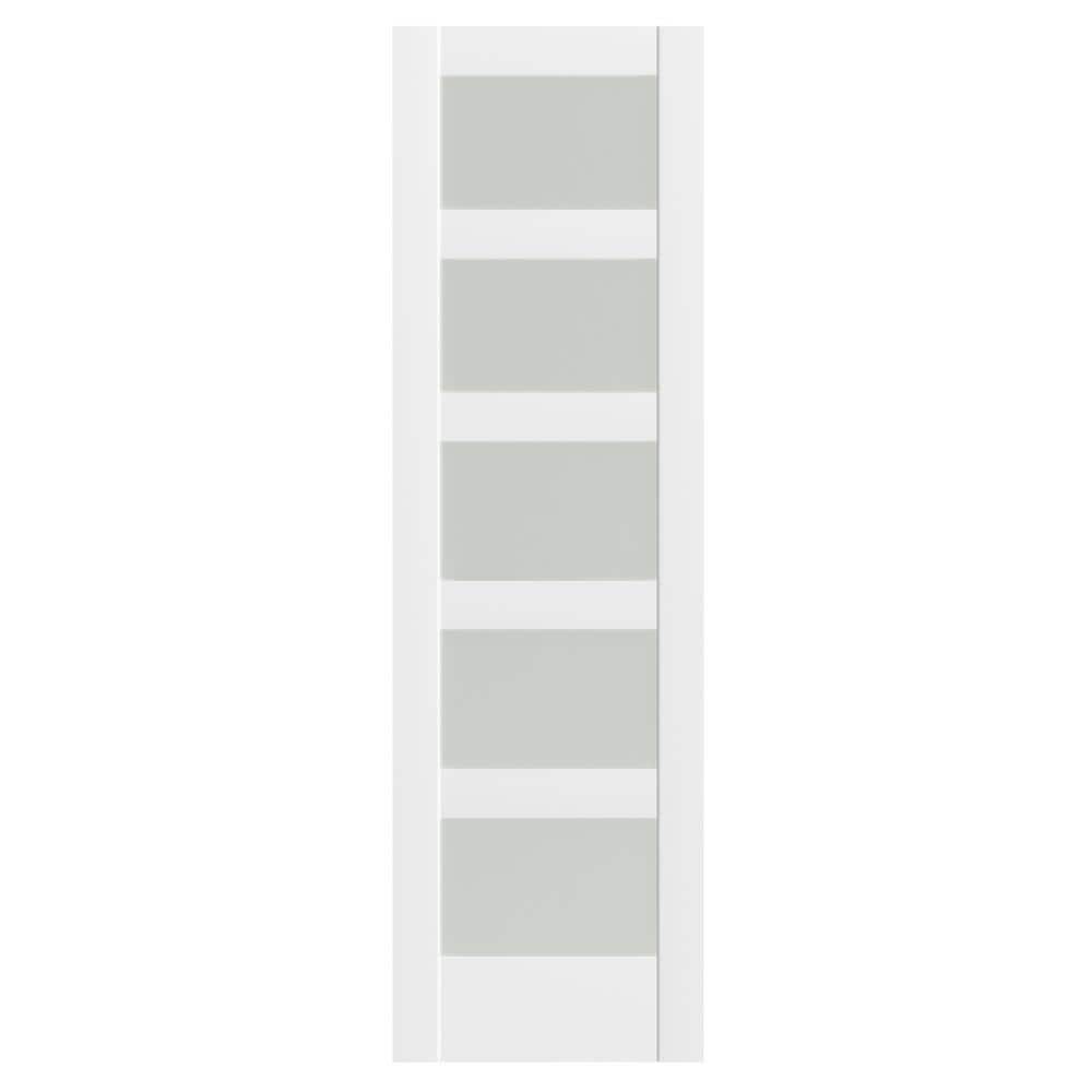 24 in. x 80 in. White Pine MDF Interior Slab Door with Frosted Glass
