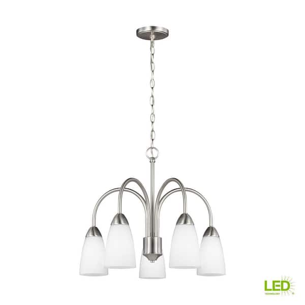 Generation Lighting Seville 5-Light Brushed Nickel Chandelier with LED Bulbs