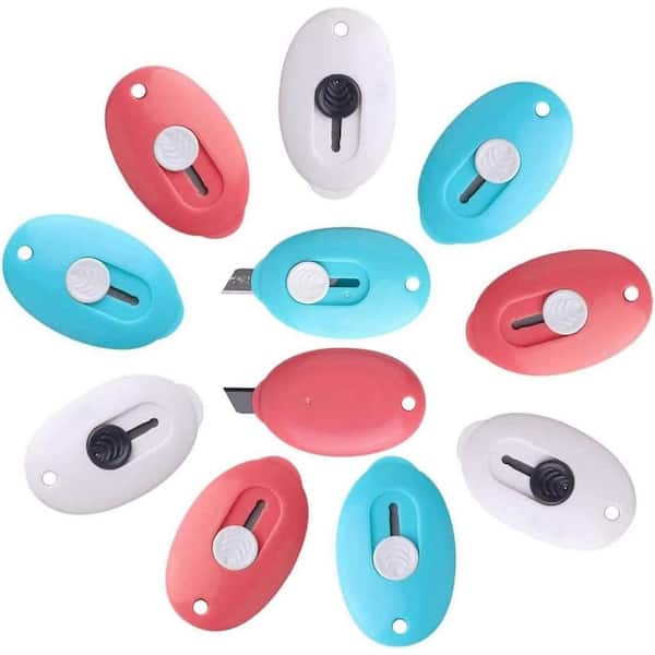 Unbranded Mini Retractable Utility Knife Box Cutter Letter Opener Alloy Steel Splicing Knife with Keychain Hole 9pcs