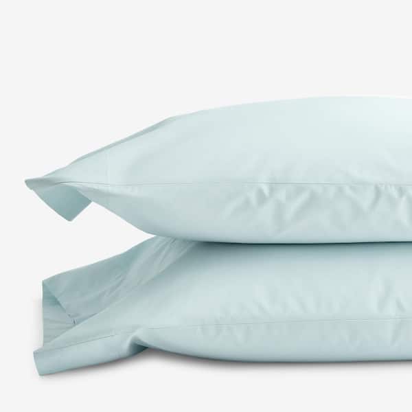 The Company Store Company Cotton Pale Blue Solid 300-Thread Count Cotton Percale King Pillowcase (Set of 2)