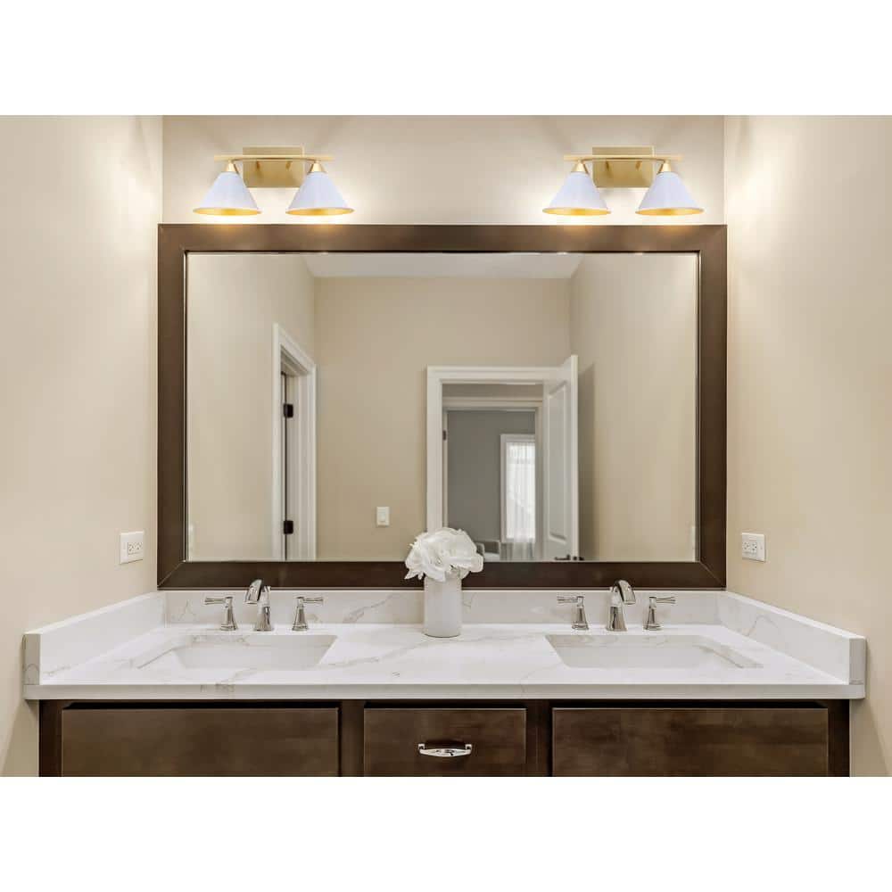 Yvette 16'' White and Gold Metal Vanity Sconce