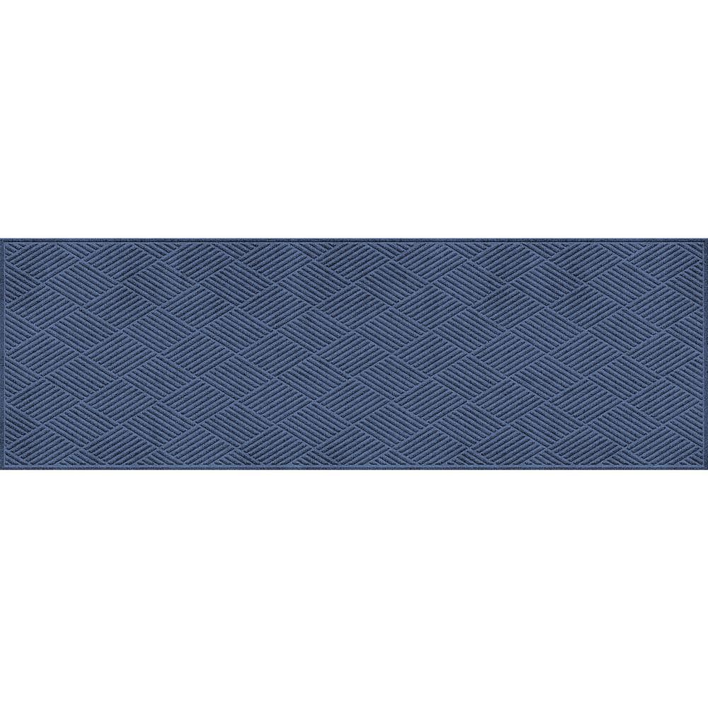 Waterhog Diamonds 35 in. x 97 in. PET Polyester Indoor Outdoor Runner Navy