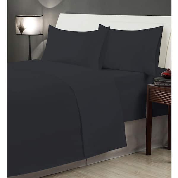 Harper Lane 6-Piece Charcoal Solid Microfiber Full Sheet Set