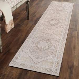 Valora Medallion Machine Washable Beige 2 ft. 6 in. x 8 ft. Runner Rug