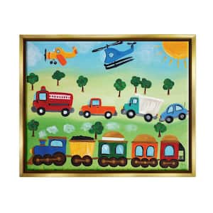 The Kids Room by Stupell Planes, Trains, and Automobiles by nJoyArt Floater Frame Travel Wall Art Print 31 in. x 25 in.