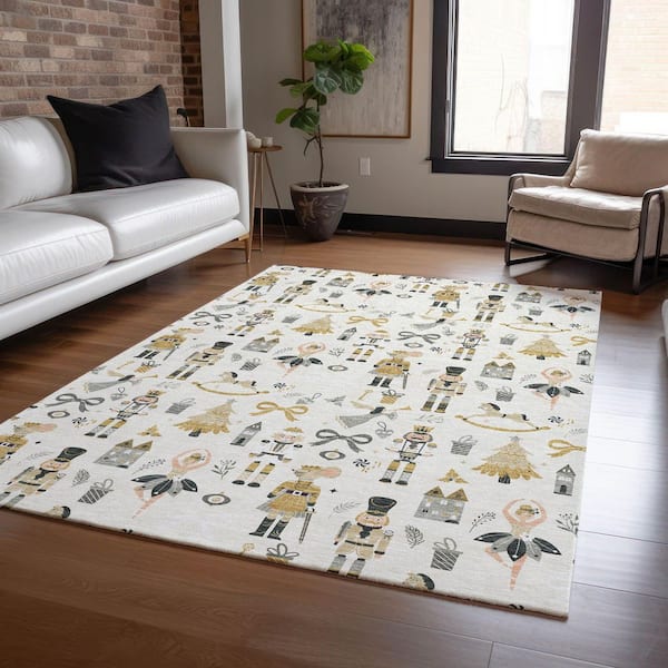 Chantille Machine Washable Indoor/Outdoor Abstract ACN1827 Ivory 10 ft. x 14 ft. Area Rug