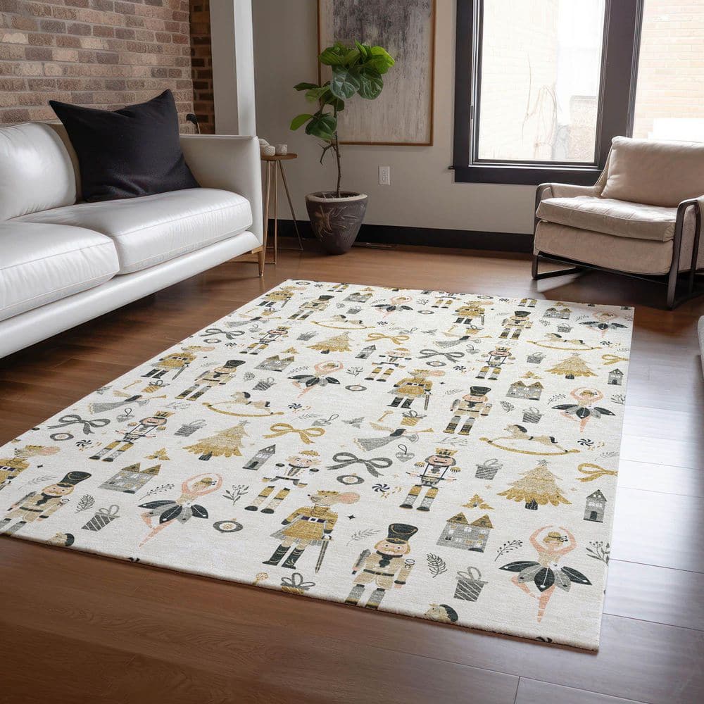 Chantille Machine Washable Indoor/Outdoor Abstract ACN1827 Ivory 3 ft. x 5 ft. Area Rug price history on PriceWatchPro