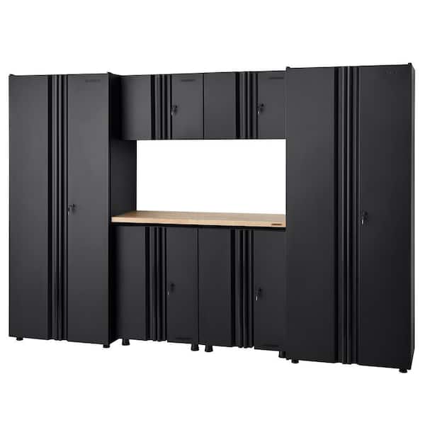 Regular Duty Welded 30.5 in. W x 75 in. H x 19.6 in. D 3-Shelf 21-Gauge Steel Freestanding Cabinet in Black