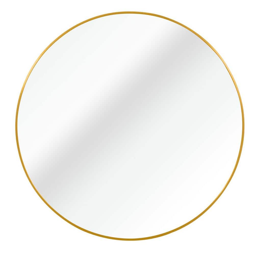 Gold 32 in W x 32 in. H Metal Round Bathroom Mirror Circle Mirror Modern Ro