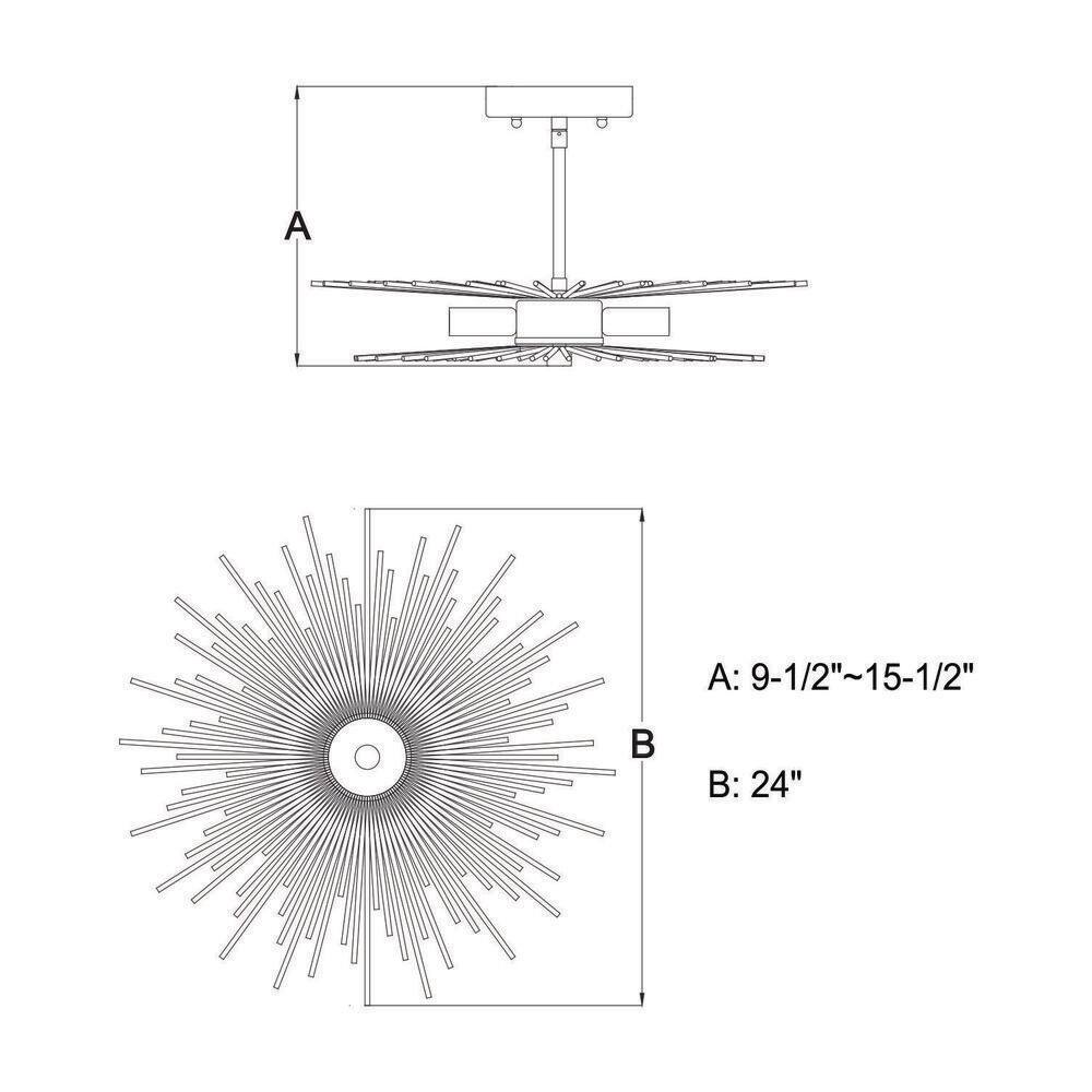 Nikko Glam Gold Sputnik-Style 24" LED-Compatible Semi-Flush Mount