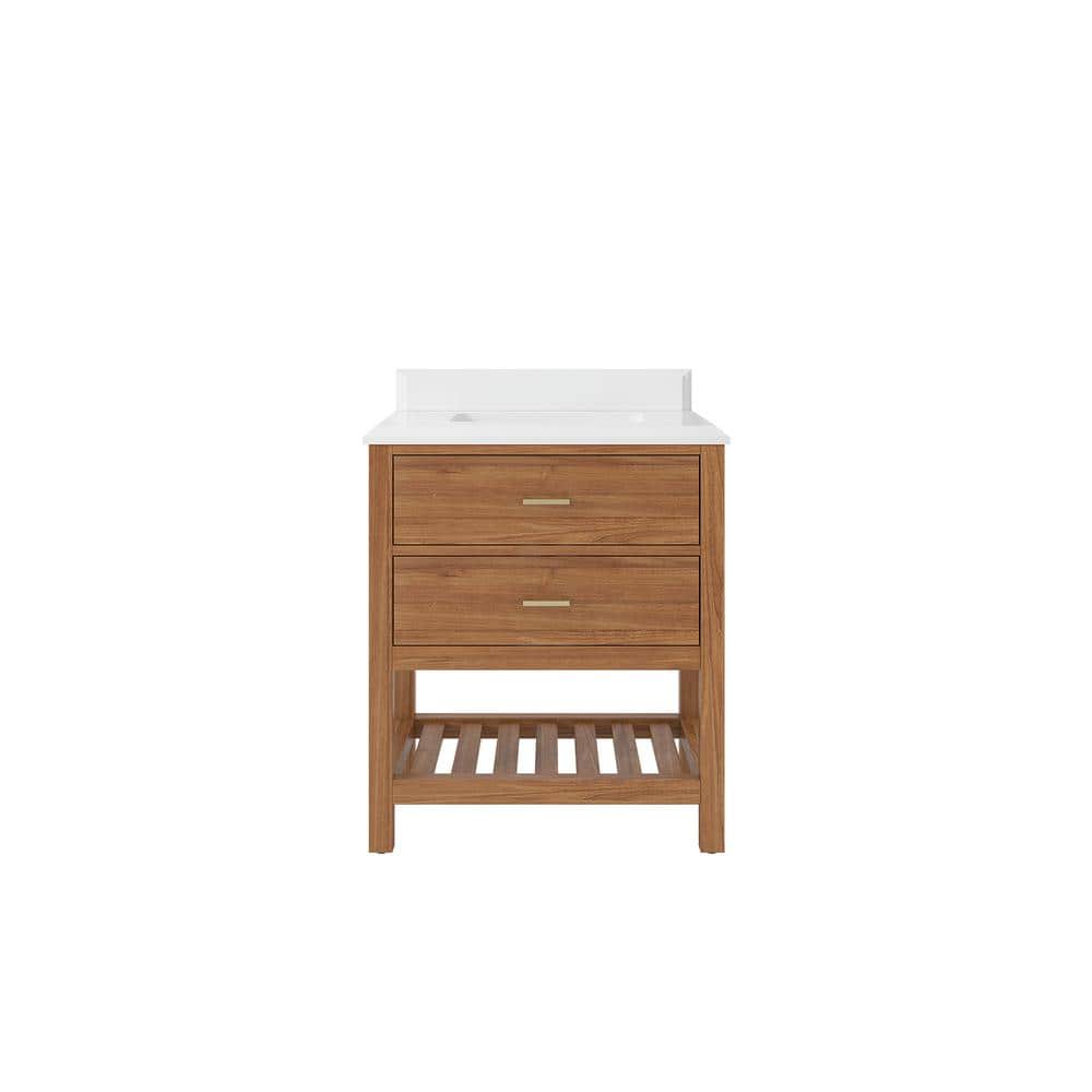 Parker Teak 30 in. W x 22 in. D x 36 in. H Single Sink Bath Vanity Center in Golden Teak with 1.5 in. White Qt. Top price history on PriceWatchPro