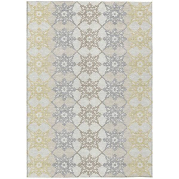 Chantille Machine Washable Indoor/Outdoor Abstract ACN2759 Ivory 10 ft. x 14 ft. Area Rug