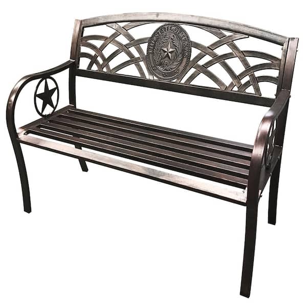 Texas State Seal Metal Bench Tx 93545, Texas Style Outdoor Furniture
