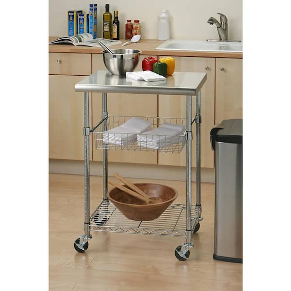 Stainless Steel Kitchen Cart with Basket