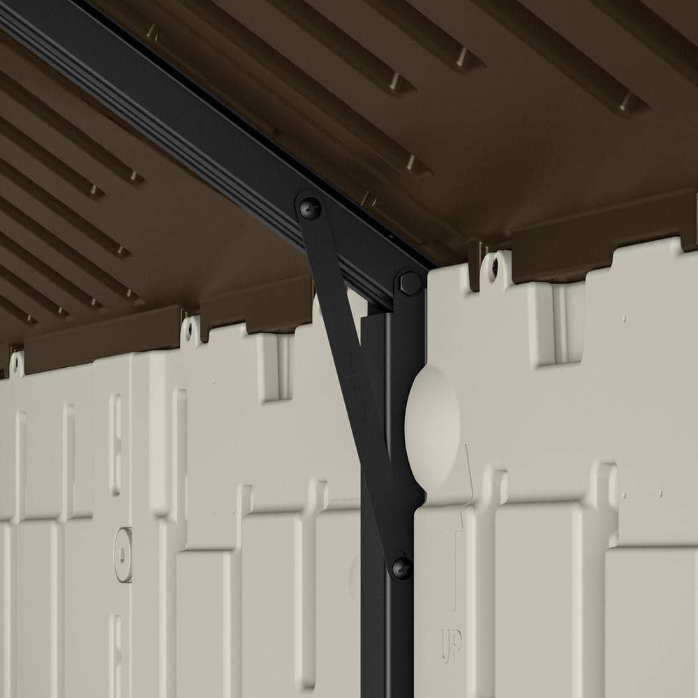 8' x 10' Vanilla and Gray Resin Storage Shed with Windows