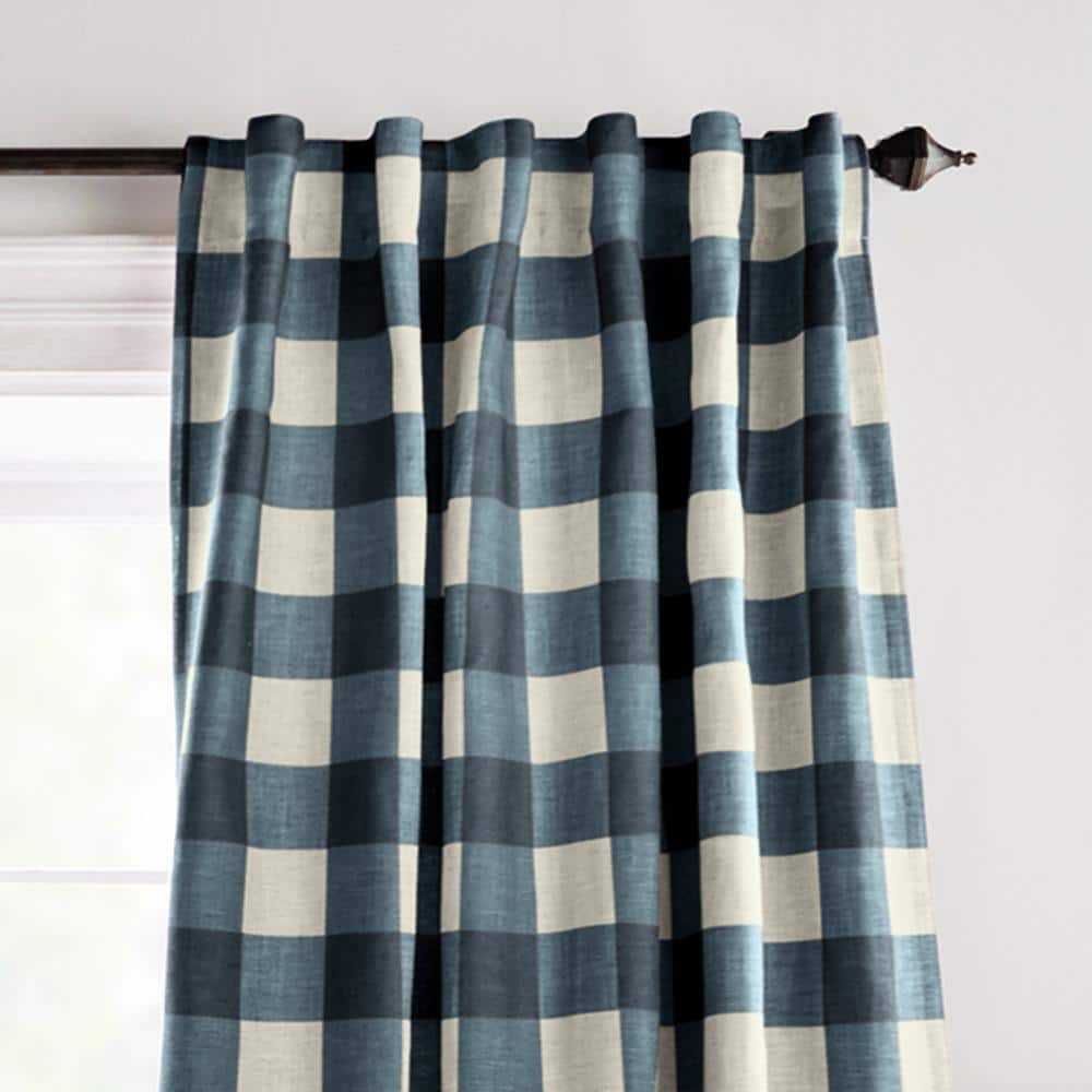 Grainger Gray Linen Blend Blackout Window Curtain Panel 52"x95"