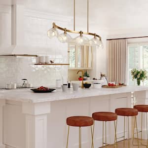 Evangeline 5-Light Plating Brass Glam Linear Chandelier for Kitchen Island with no bulbs included