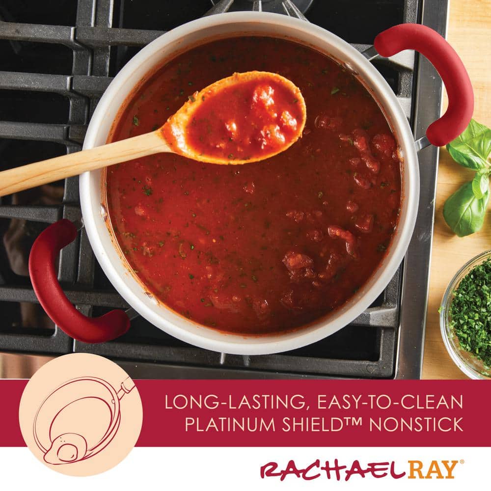 Red Shimmer Aluminum Nonstick 6-Quart Stockpot with Glass Lid
