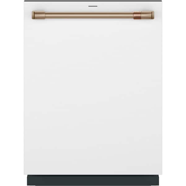 Cafe 24 in. Built-In Smart Top Control Dishwasher in Matte White with Stainless Tub, Interior Lighting, 39 dBA