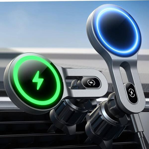 thumbnail image 2 of 120W Magnetic Charger Car Phone Holder 15W Fast Wireless Charging Autocar Phone Stand Touch Control Lights For IPhone Xiaomi 2 of 13