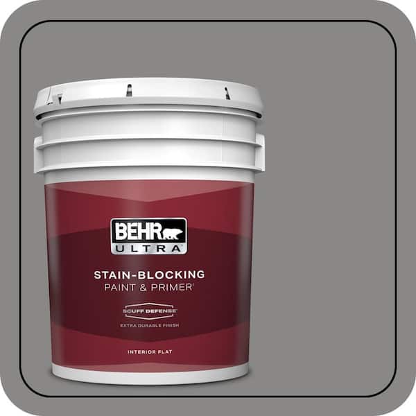 BEHR ULTRA 5 gal. #PPU26-04 Falcon Gray Extra Durable Flat Interior Paint & Primer