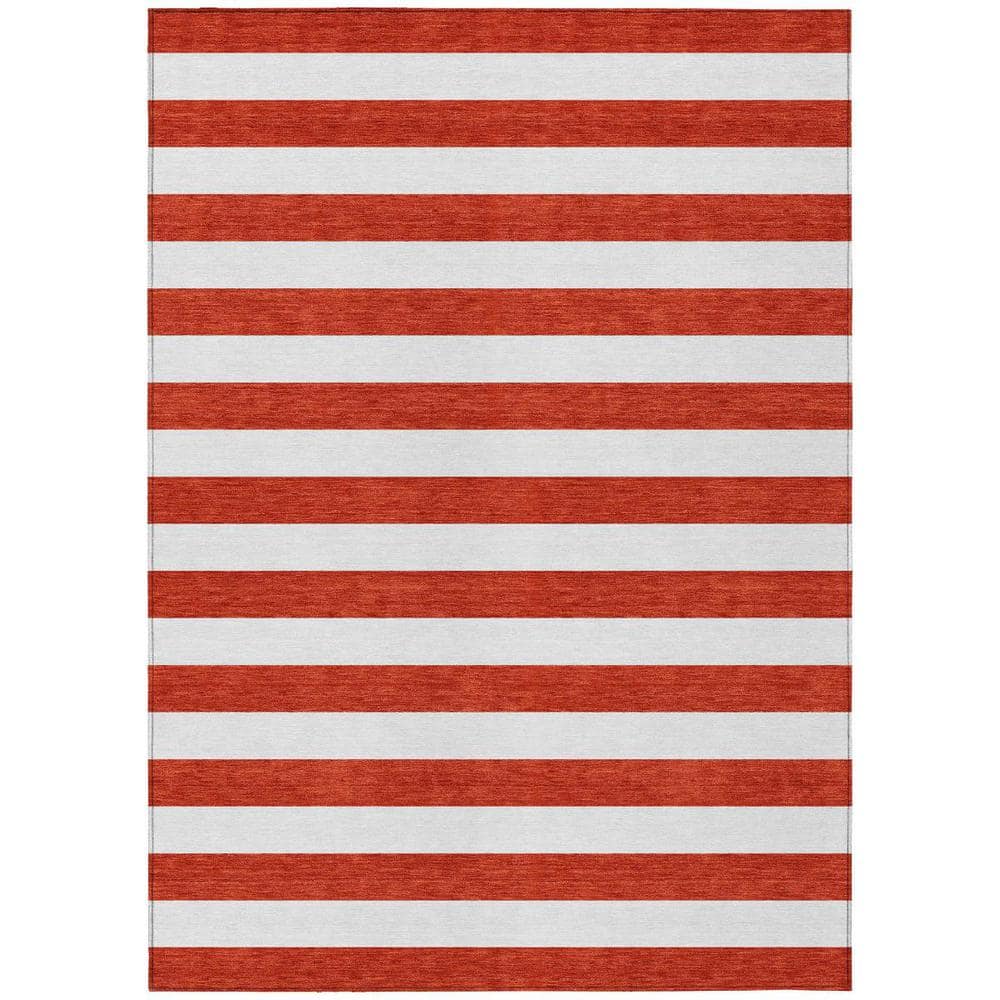 Red and White 3 ft. x 5 ft. Woven Striped Polyester Rectangle Indoor/Outdoor Area Rug price history on PriceWatchPro