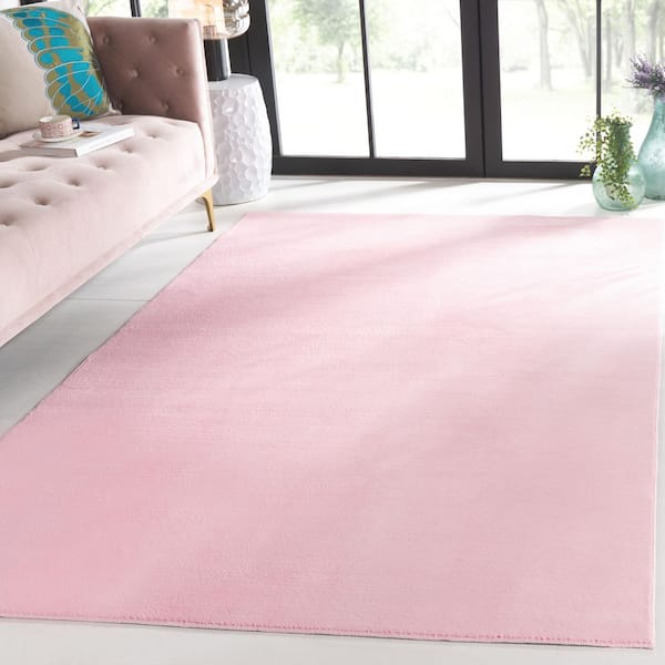 Loft Pink  3 ft. x 5 ft. Machine Washable Modern Solid Area Rug