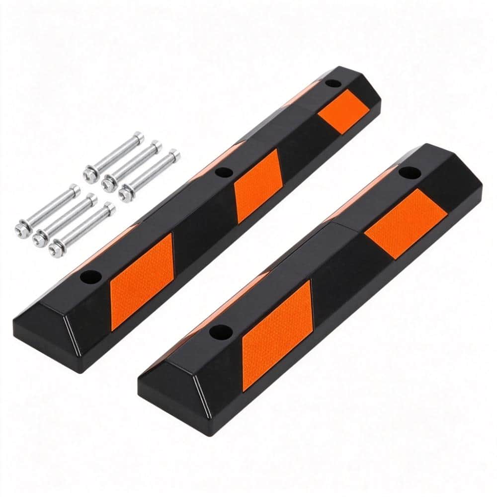 2 Pack Diamond Rubber Parking Curb Wheel Stopper, 72 in, Bolt-Down Non-Slip, Reflective Safety Stripes for Garage price history on PriceWatchPro