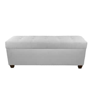 Sean Sachi Silver 10-Button Tufted Upholstered Large Storage Bench