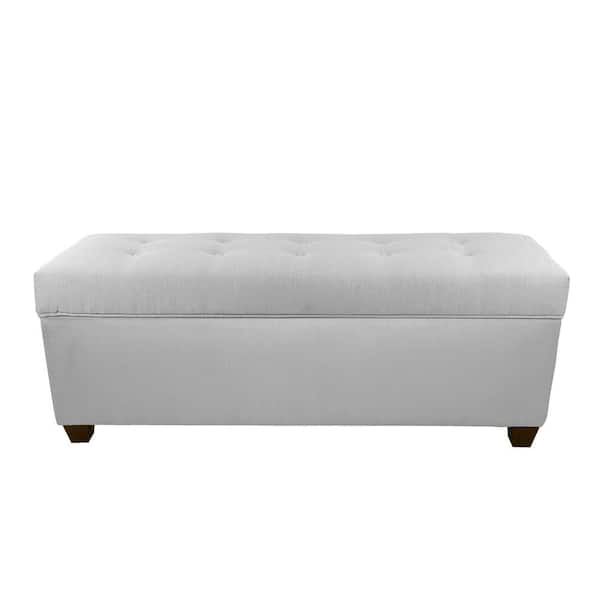 MJL Furniture Designs Sean Sachi Silver 10-Button Tufted Upholstered Large Storage Bench