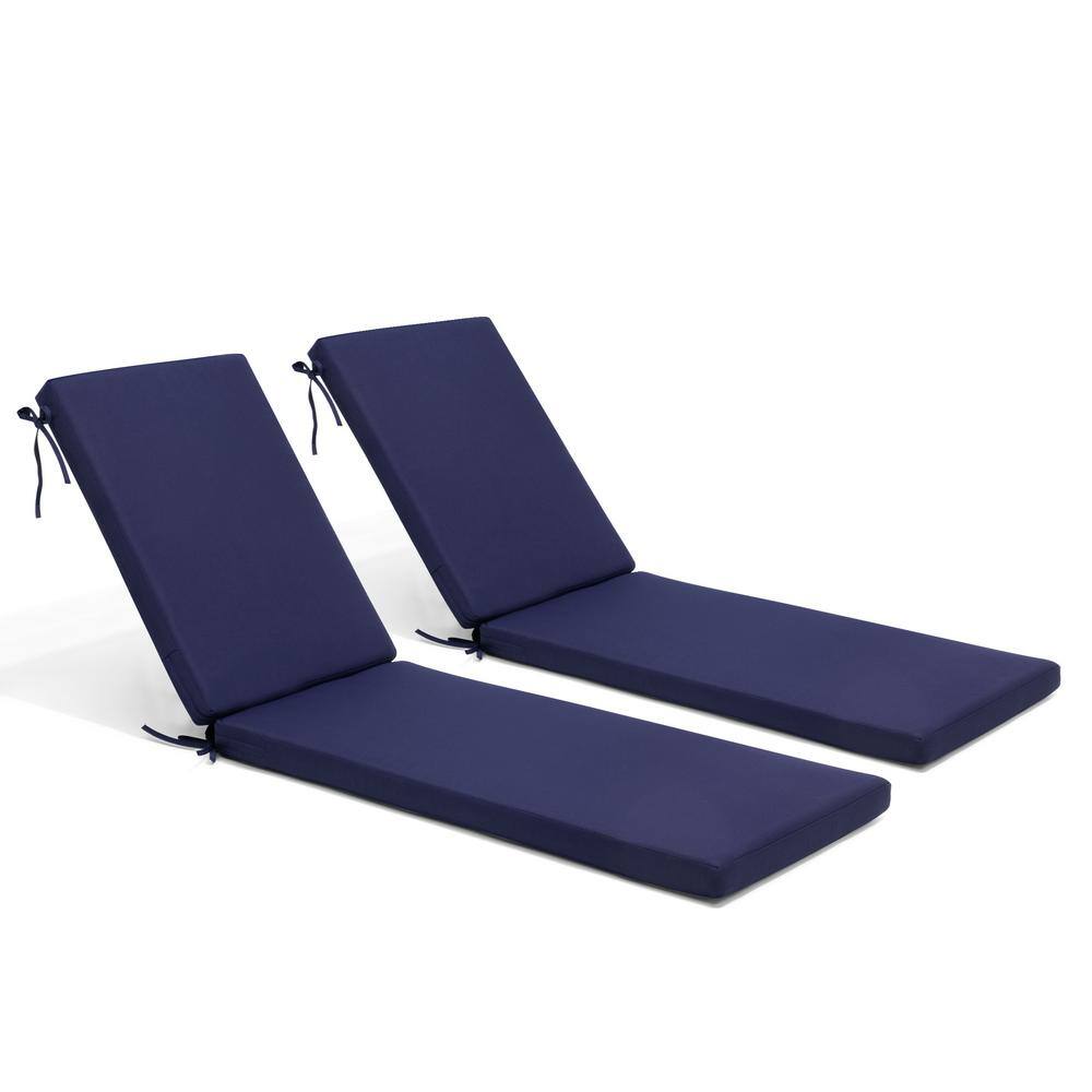 2-pack 80 in. Outdoor Lounge Chair Lounge Polyester Chair Cushions in Navy Blue price history on PriceWatchPro