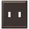 Hampton Bay Metallic 2 Gang Toggle Steel Wall Plate - Aged Bronze ...