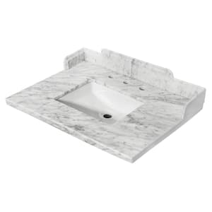 Pemberton 30 in. W. x 22 in. D Marble Carrara White Rectangular Single Sink Vanity Top in White