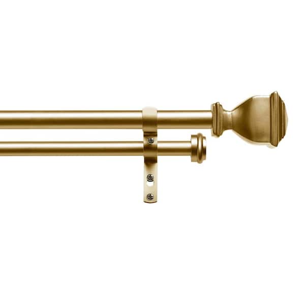EXCLUSIVE HOME Napoleon 66 in. - 120 in. Adjustable 3/4 in. Double Curtain Rod Kit in Gold with Finial