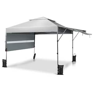 10 ft.x 17.6 ft.White Outdoor Instant Pop-Up Canopy Tent with Dual Half Awnings