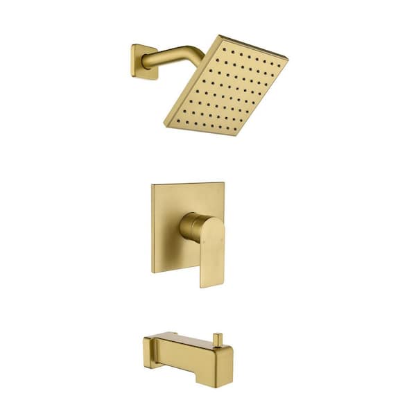 Rain Single Handle 1-Spray Tub Shower Faucet 1.8 GPM with Pressure Balance in Brushed Gold (Valve Included)