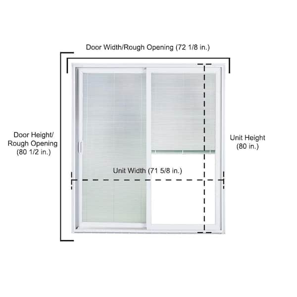 72 in. x 80 in. 70 Series White Sliding Vinyl Patio Door LH Sliding Patio LowE BBG with Standard Hardware