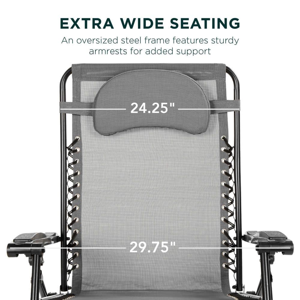 Black Steel Zero Gravity Lounge Chair with Gray Textilene Fabric