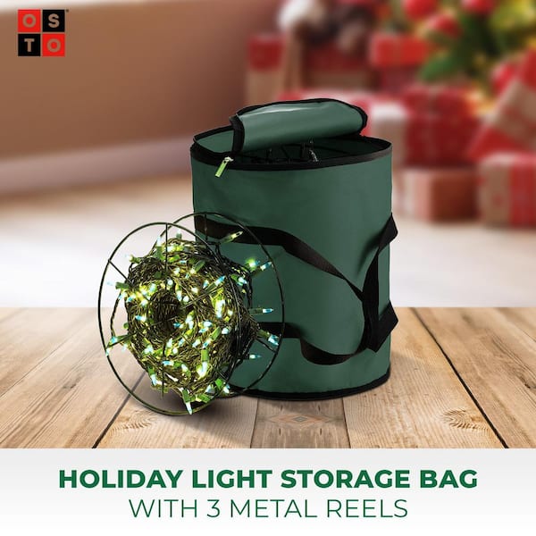 OSTO 15 in. Green Polyester 600 Denier Christmas Light Storage Bag