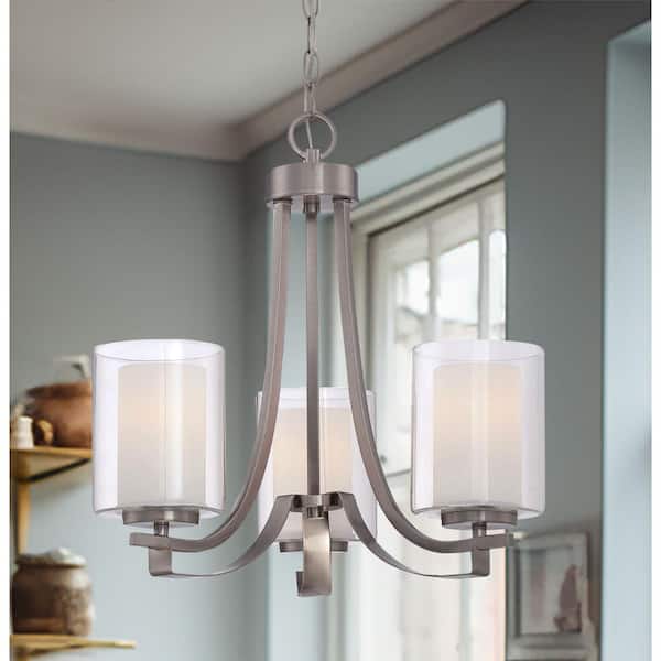 Parsons Studio 3- Light Brushed Nickel Modern Chandelier for Dining Room or Bedroom