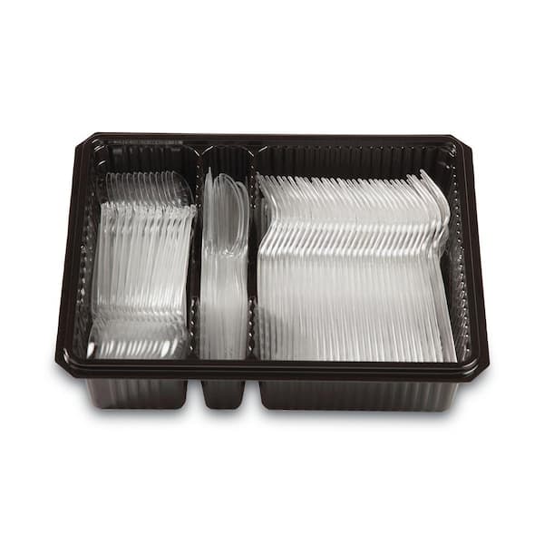 DIXIE Clear Disposable Polystyrene Utensils, Combo Pack with Tray,  90-Forks/30-Knives/60-Spoons DXECH0369DX7PK - The Home Depot