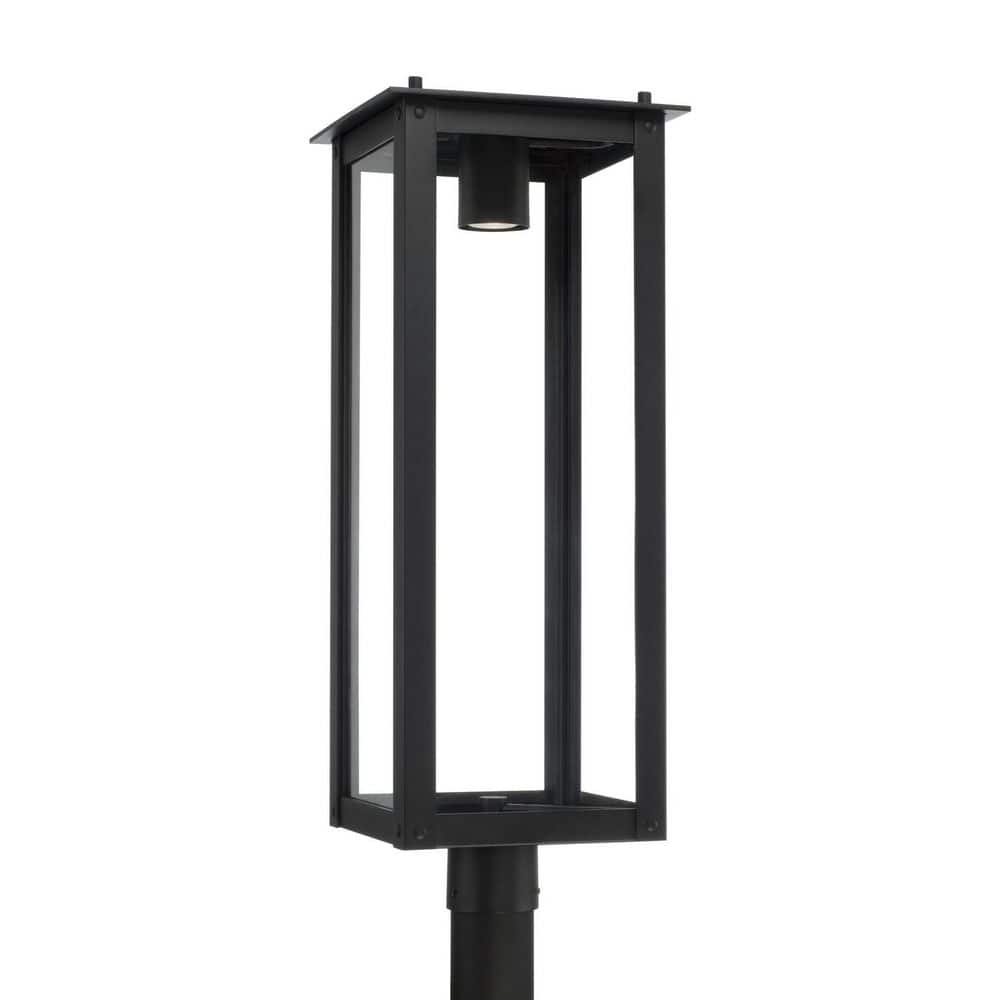Hunt 1-Light Black Metal Hardwired Outdoor Rust Resistant Post Light with Clear Glass and No Bulbs Included price history on PriceWatchPro