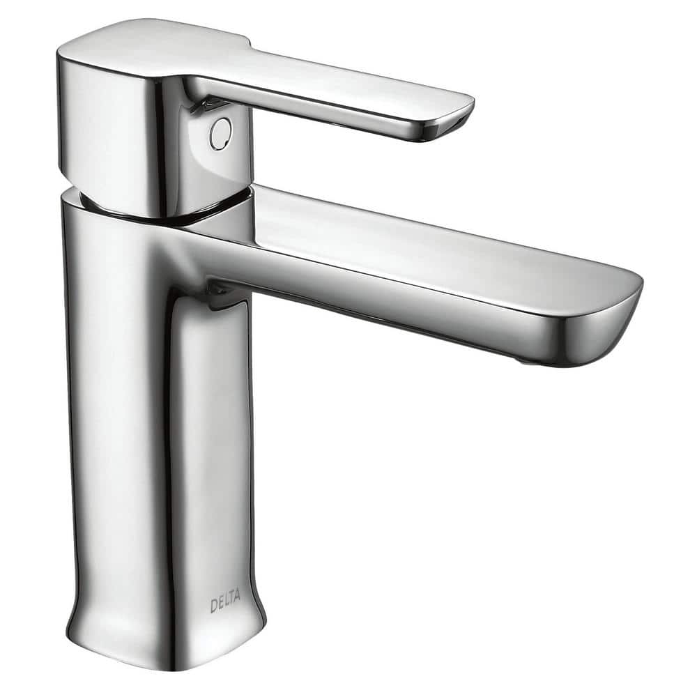 Delta Modern Chrome 6.5" Single Hole Bathroom Faucet with Drain Assembly