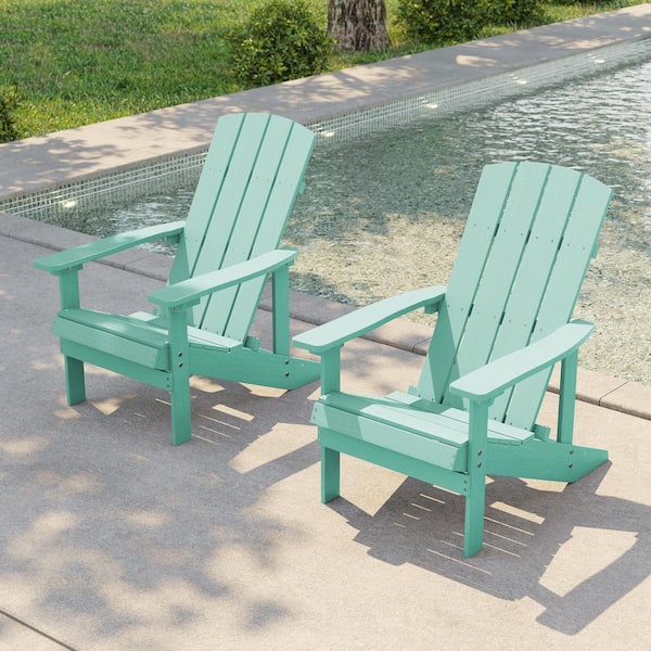 Green Recyled Plastic Weather-Resistant Outdoor Patio Adirondack Chair (Set of 2)